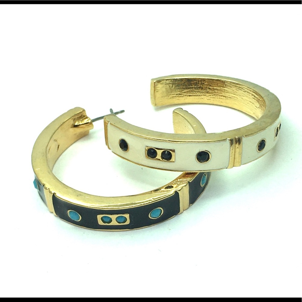 Vintage Kjl Kenneth Jay Lane Enamel Half Hoop Ear… - image 3